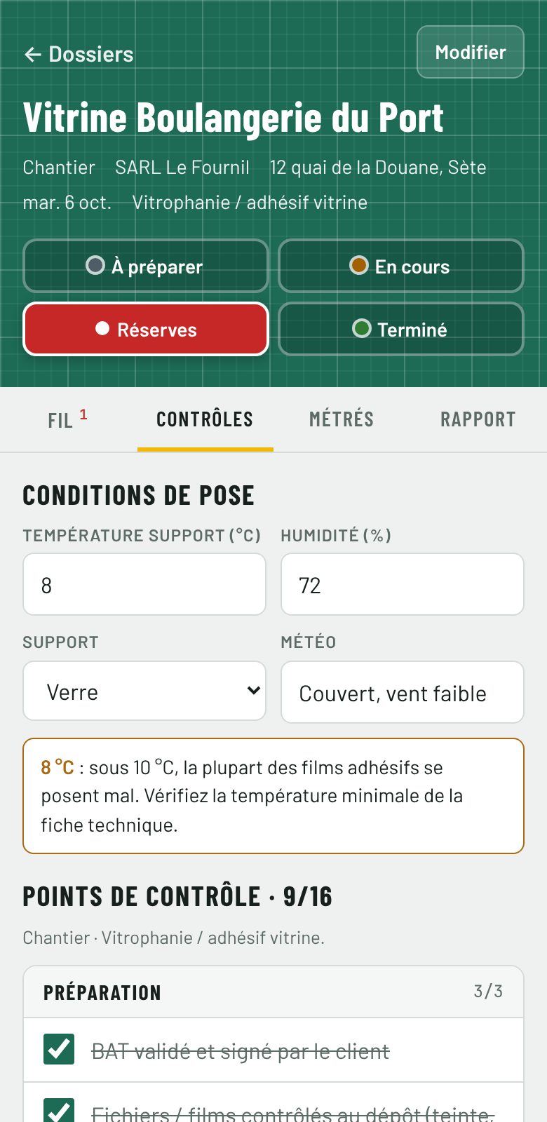 Points de contrôle d'une pose de vitrophanie